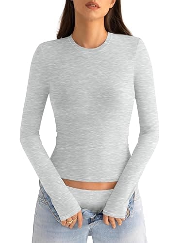 EasyGala Womens Cotton Long Sleeve Shirts Crew Neck Fitted Basic Going Out Outfits Undershirt Spring Fall Clothes 2025 thumbnail 2