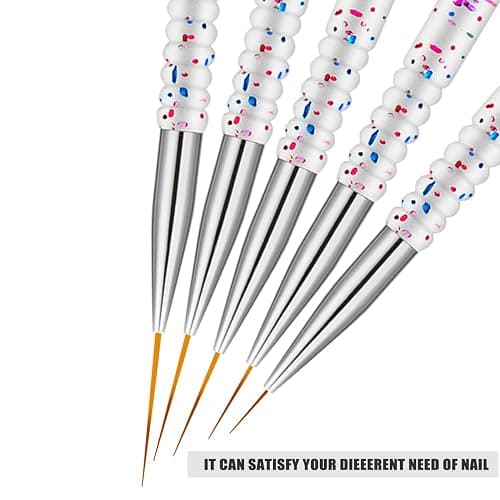 5Pcs Nail Art Liner Brushes, Etercycle Nail Gel Polish Painting Brush Set, Thin Nail Art Dotting Drawing Pen (7/9/11/15/20mm) thumbnail 5
