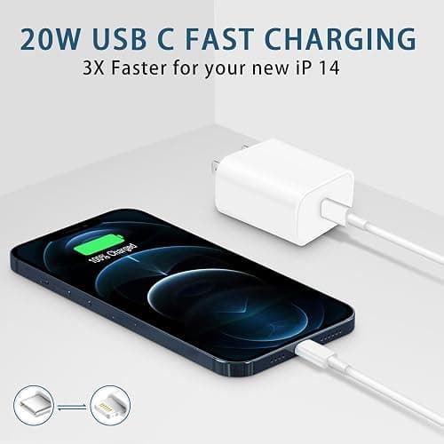 CXX i Phone Charger Fast Charging, MFi Certified, 20W USB C Block with 6Ft Charging Cable for i Phone 14/13/12/11/Xs/8, iPad and More [2 Pack] thumbnail 6