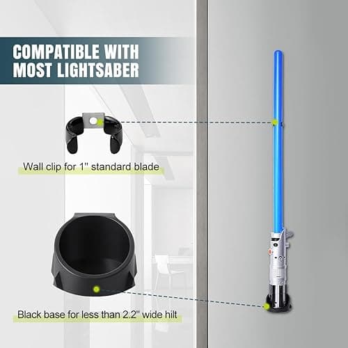 Lenink 2 Pack Lightsaber Wall Mount - Holder Rack Compatible with Galaxy's Edge and Most Lightsabers (Black) - Black thumbnail 5
