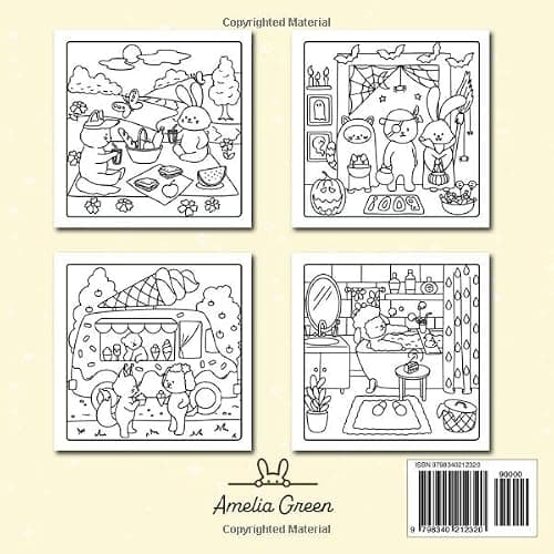 Cozy Cuties: Coloring Book for Adults and Teens Featuring Adorable Animal Characters, Relaxing Hygge Moments and Comfy Scenes thumbnail 2