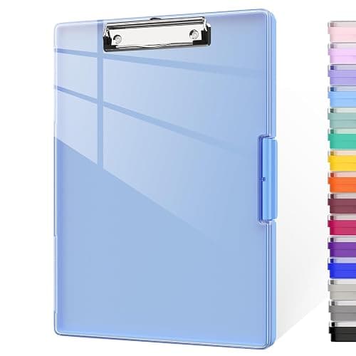Piasoenc Clipboard with Storage, 8.5 x 11 Clip Boards with 2 Storage Case and A4 Paper Folder, Clear Dry Erase Top Panel, Heavy Duty Plastic, Folio & Side Opening, for Nurses, Teacher, Lawers, Blue - Image 1