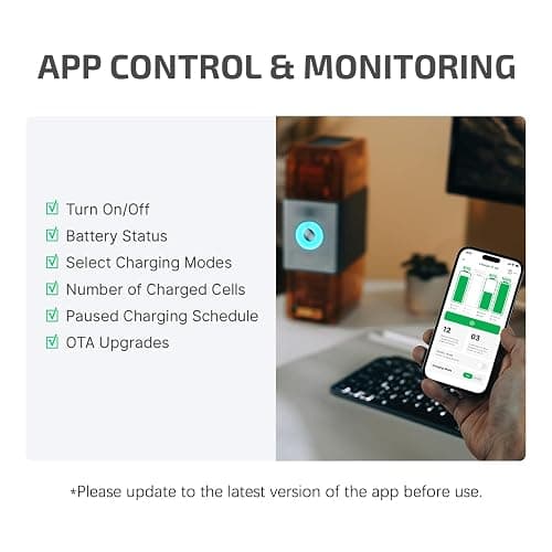 OLIGHT Ostation X Smart 3-in-1 AA Battery Charger with 32 NiMH AA | NiMH AA Batteries 2100mAh, Polarity-Free, App Control, Auto Charge & Storage, Bad Battery Removal, for Homes Offices Schools thumbnail 8