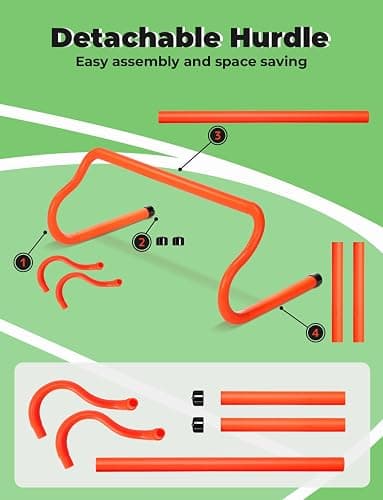 GHB Agility Hurdles 8" Speed Agility Training Hurdles, Detachable Sturdy Hurdles Training Equipment Set with Carry Bag for Kids,Athletes,Soccer,Basketball thumbnail 3