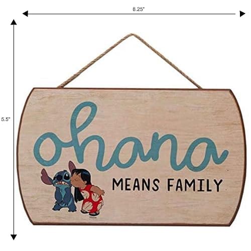 Disney Lilo and Stitch Ohana Means Family Hanging Wood Wall Decor - Cute Ohana Sign for Home Decorating thumbnail 3