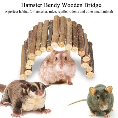 PINVNBY 2 PCS Hamster Toys, Wooden Hamster Ladder Bridge Tunnel Hide, Guinea Pigs Cage Accessories Natural Hideout for Small Animals Chinchillas Guinea Pigs Mouse Rat Ferret Rodents thumbnail 4