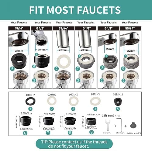 SELLO 1080° Rotating Faucet Extender for Bathroom Sink, Sink Water Faucet Aerator with Brass Extension, Sink Extender with Adjustable Swivel Arm, Fit to Faucet Threads G1/2, 15/16”, and 55/64” thumbnail 4