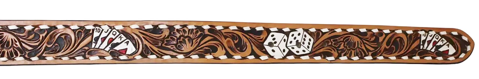 Cowboy Cowgirl Poker Western 1-1/2" Wide Hand Tooled Leather Belt 26FKPoker thumbnail 5