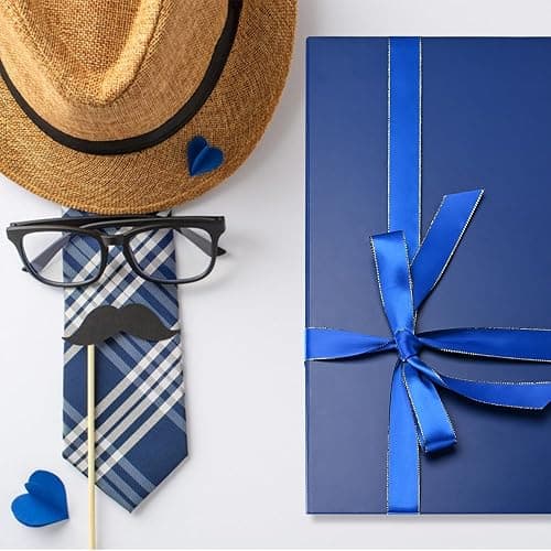 LIFELUM Navy Blue Birthday Gift Box for Men 13.8 x 8.3 x 4.4 inch, Groomsmen Proposal Gift Box for Presents with Lids Ribbon,Card,Shredded Paper Filler thumbnail 2
