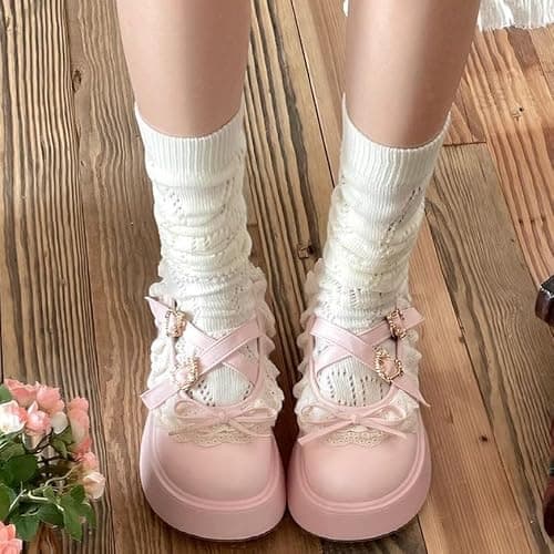 ZQW Women's Kawaii Lolita Chunky Mary Jane Shoes with Bow Cute Aesthetic Round Toe Goth Platform Dress Pumps Sweet Flats thumbnail 4
