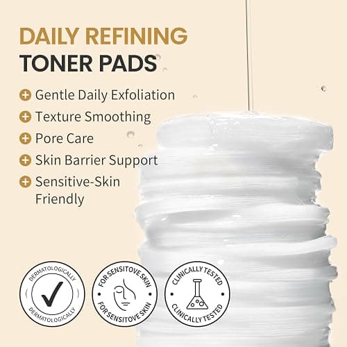 Toner Pads for Dry Dull Sensitive Skin Korean, #OOTD Retinol Ceramides Strengthen Skin Barrier Smoothing Hydrating, Toner Pad 70Pads 4.05oz 120ml thumbnail 4