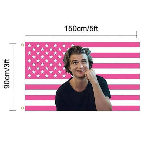 MAGJIUKE Steve Harrington Pink American Flag Tapestry, 3x5 Feet Polyester Wall Hanging with Brass Grommets, Horizontal Rectangular Design for Bedroom Studio Decor, Indoor Outdoor Usage thumbnail 2
