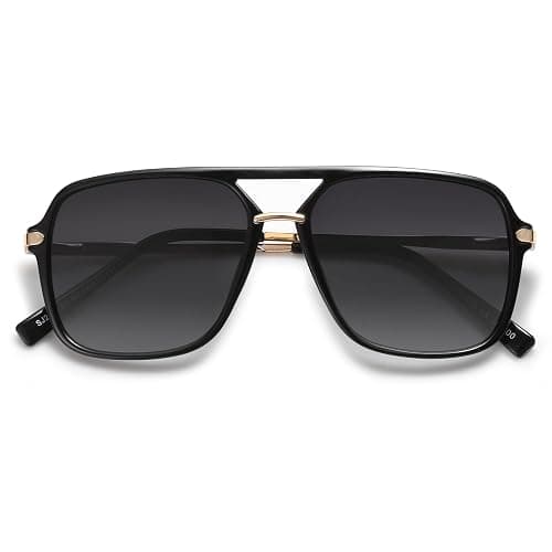SOJOS Aviator Sunglasses for Women & Men, Square, Polarized Lens, SJ2229 | Designer, Trendy, Double Bridge Pilot Sun Glasses, UV400, 90s Retro Shades thumbnail 3
