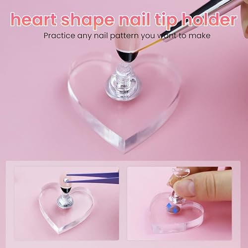 ESUOHYM Nail Stand For Press On Acrylic Strong Magnetic Nail Holder Kit For Painting Nails Tip Arts Display With 200PCS Double-Sided Tape And 1 Heart Shaped Acrylic Magnetic Presson Stands Nail Art Supplies thumbnail 9