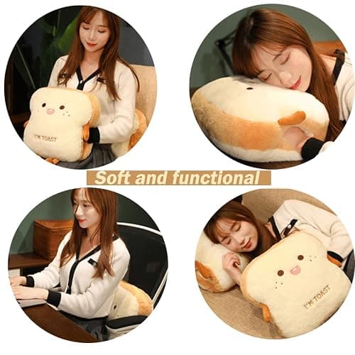 Goylmc Toast Bread Plush Pillow, Bread Stuffed Pillow,Food Plush Pillow with Hand Pocket Great Gift Choice for Kids Adults (15.7 * 13.7 in,Angry) thumbnail 4