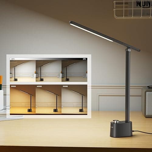 Honeywell Upgraded LED Desk Lamp - H01 Pro Sunturalux™ Foldable Desk Light with USB A+C Charging Ports, 3 Color Modes Dimmable Table Lamp for Home Office Reading(Black) thumbnail 4