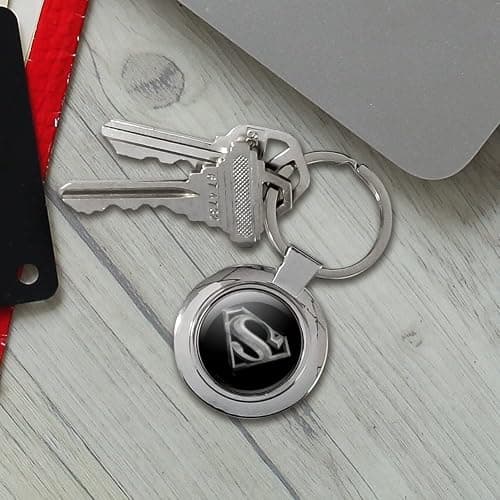 Superman Steel Logo Keychain Classy Round Chrome Plated Metal thumbnail 4