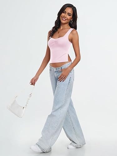 Trendy Queen Womens Going Out Crop Tops Backless Tank Tops Summer Y2k Teen Girls Basics Cute Clothes - X-Small - Pink thumbnail 6