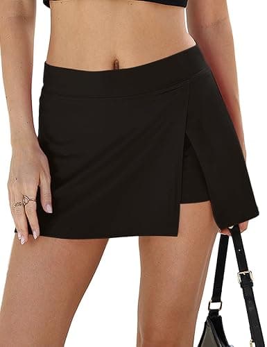 LOMON Mini Skirts for Women with Shorts Underneath Stretchy Bodycon Side Slit Sexy Y2K Club Date Night Going Out Outfits thumbnail 2