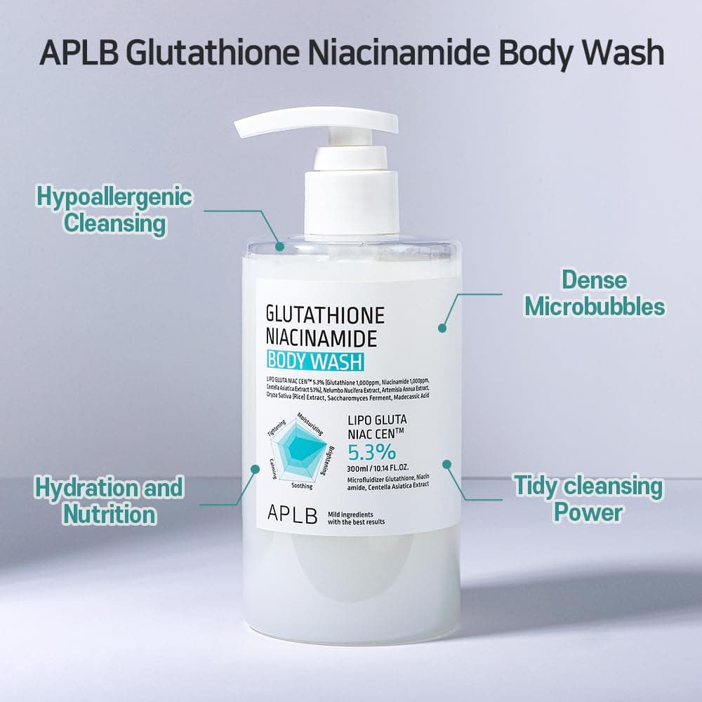 APLB Glutathione Niacinamide Body Wash | LIPO GLUTA NIAC CEN™ 5.3% 10.14 FL.OZ / Korean Skincare, Gentle ingredients for the safety of your skin, Long lasting nourishment and deep moisture for soft skin thumbnail 6