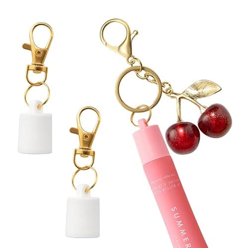 LCYATSI 3 Pcs Lip Gloss Keychain, Compatible for Summer Fridays 0.5 Oz Lip Balm, Portable Lipgloss Holder Keychains with Cherry Charm (No Lip Balm) - Image 1