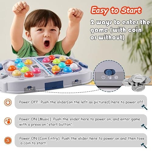Hammer Mole Game for Toddler, Toys for 3-12 Year Old Boys and Girls, Kids Whack Pound Game,Gifts for 3 4 5 6+ Year Old Boys, Interactive Educational Toy with Sound and Light, PK Mode with 2 Hammers thumbnail 4