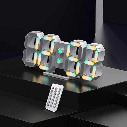 EDUP HOME 3D LED Neon Digital Desk Wall Alarm Clock RGB Night Light 7 Colors 9.7" with Remote Control for Bedroom/Living Room/Kitchen/Office, Adjustable Brightness,12/24 Hr, Time/Date/Temperature thumbnail 10