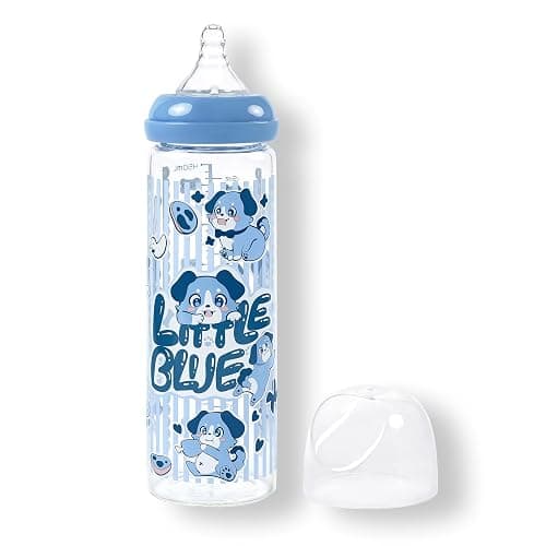 LittleForBig Adult Glass Feeding Bottle Ultra Printed Specialty Oversized Little Blue Pattern - Image 1