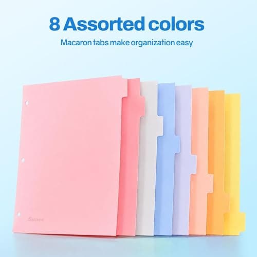 SUNEE 8 Tab Binder Dividers,Plastic Dividers for 3 Ring Binder,3 Ring Binder Dividers with Tabs for School Office Home Supplies,Pastel Color, 3 Set thumbnail 7