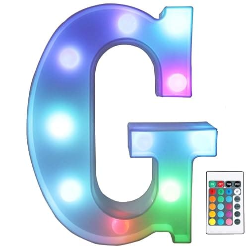 Pooqla Colorful LED Marquee Letter Lights with Remote – Light Up Marquee Signs – Party Bar Letters with Lights Decorations for The Home - Multicolor G - Image 1