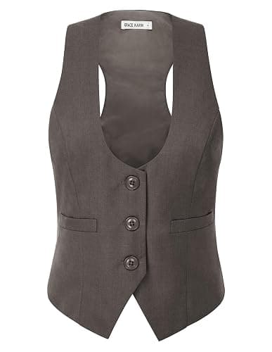 GRACE KARIN Women's Suit Vest Top, Dressy Casual Sleeveless Button Wasitcoat, Fromal Steampunk Blazer For Work Office - Image 1