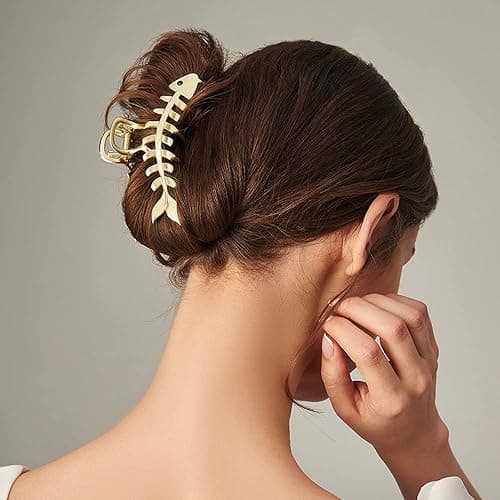 3 PACK Large Metal Hair Claw Clips Fish Bone Shape Hairpin Tail Hair Clamps Nonslip Hair Accessories for Thick and Thin Hair Styling thumbnail 4