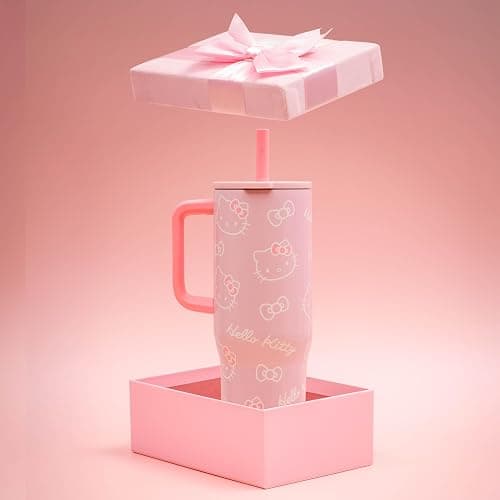 Zak Designs Sanrio Sutton Travel Tumbler for On the Go, 30oz Stainless Steel with Vacuum Insulation, Silicone Straw, and Carry Handle for Cold Drinks (Hello Kitty) thumbnail 10