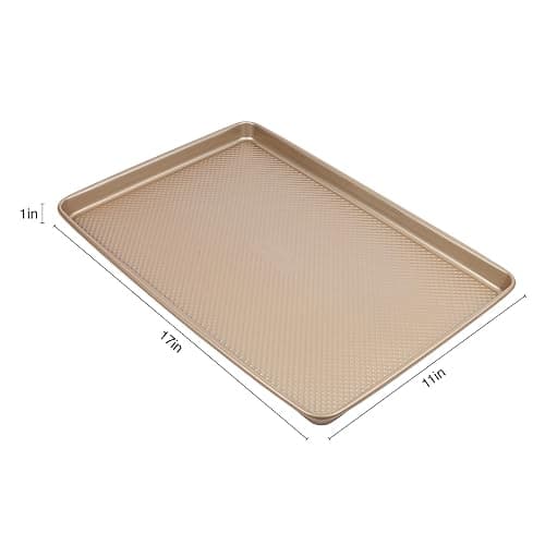 David Burke 17"/17" Cookie Sheets – Carbon Steel, PFTE & PFOA Free, Oven Safe, Non-Toxic, Perfect for Baking and Roasting – Bronze (2-Pack) thumbnail 2