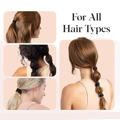 Kitsch Nylon Hair Ties No Damage - Stretchable Elastics for Strong All-Day Hold, Ponytail Holders | Hair Accessories for Women & Girls | Ideal Gifts for Women - Black, 12 Pcs thumbnail 6