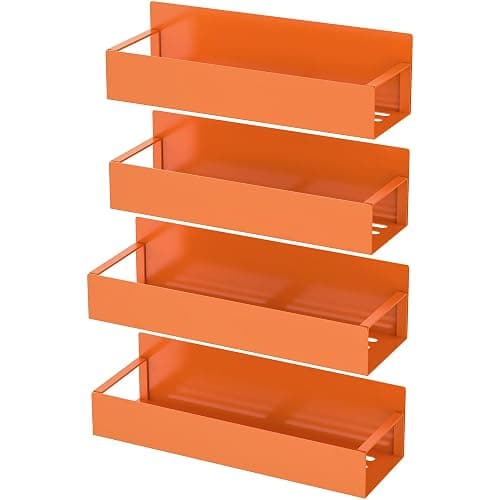 HuggieGems 4 Pack Magnetic Spice Storage Rack Organizer for Refrigerator and Oven, Orange Fridge Organizers and Storage thumbnail 5