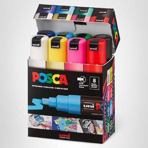 Authentic Posca Marker Set, 8 Professional Grade Posca Markers with 8K Broad Chisel Tips thumbnail 6