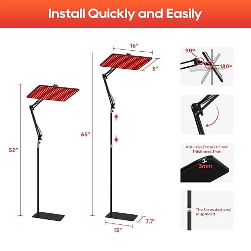 BEICHEN Red Light Therapy for Body and Face, 660nm 850nm 940nm Infrared Redlight-Therapy Lamp Device with Large Panel and Stable Stand at Home, Idea Gift for Women Wife Mom Sister Girlfriend thumbnail 4