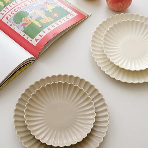 WENSHUO Daisy Plates Set of 6, 9-inch Round, Matte Crème (Appetizer Plate) thumbnail 2
