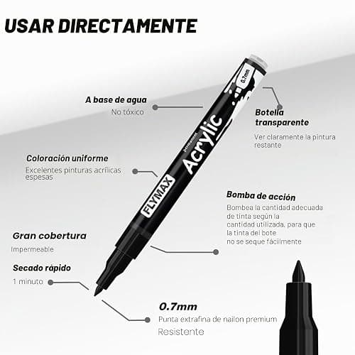 Rotulador Acrilico Dorado 0,7 mm – Marcador Permanente Pintura Acrílica Dorado, Indeleble, Punta fina, Impermeables, De secado rápido (Paquete de 3) thumbnail 2