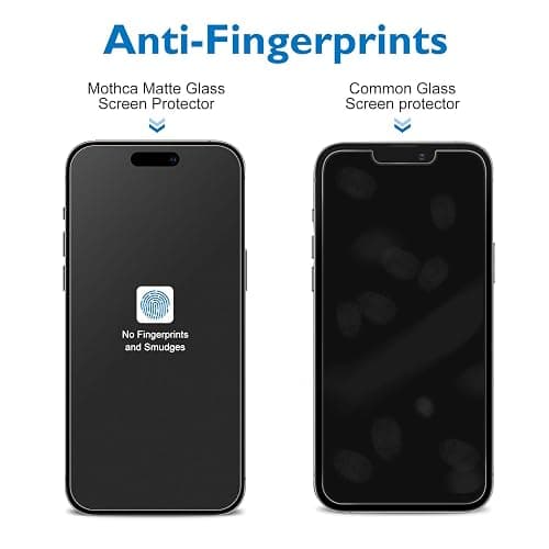 Mothca 2 Pack Matte Glass Screen Protector for iPhone 15 Pro Max[6.7 inch] + 2 Pack Camera Lens Protector, Anti-Glare & Anti-Fingerprint Case Friendly Tempered Glass Film, Bubble Free, Smooth as Silk thumbnail 3