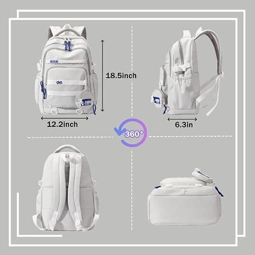 Armbq Kids Backpack for Girls - Aesthetic School Backpack for Teens & Elementary Students - Purple Bookbag - Purple thumbnail 2