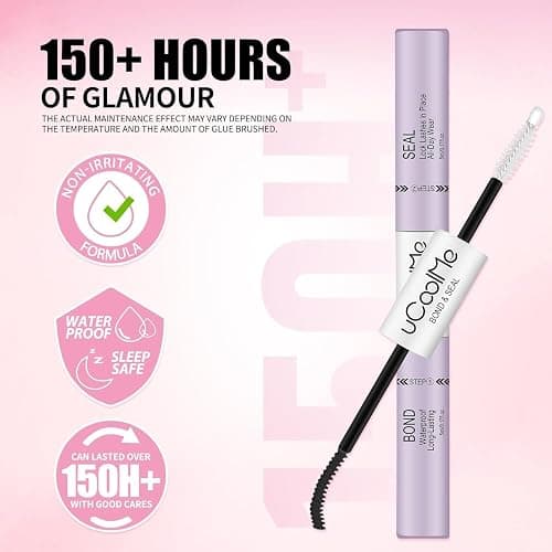 Lash Bond and Seal uCoolMe Waterproof for Lash Clusters 144Hours Super Hold Long-Lasting Non-Irritating Eyelash Glue for DIY at Home(Black Bond,10ML) thumbnail 4