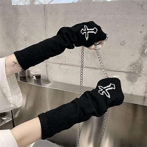Skateboard Frog Frauen Handschuhe Goth Arm Ärmel Cool Black Moon Cross Printed Hip Hop Armstulpen thumbnail 3