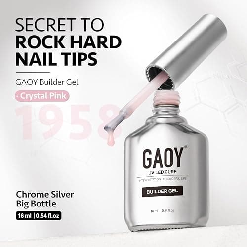 GAOY Builder Gel for Nails, 16ml Nail Strengthener in a Bottle, Nail Extension Hard Gel, Soak Off Long Lasting UV Light Cure, 1958 Crystal Pink, Base Coat Top Coat Needed thumbnail 6