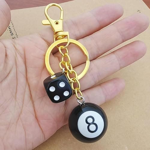 Meimimix 8 Ball Dice Charm Keychain Y2K Aesthetic Key Chain for Women Men Cute Bag Purse Handbag Accessories thumbnail 6