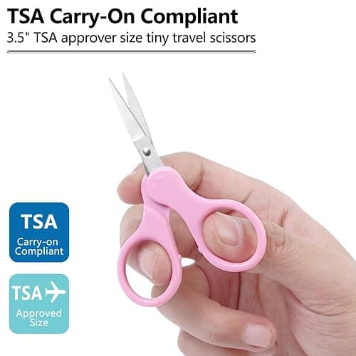 3.5" Sharp Small Craft Scissors all Purpose, Precision Straight and Curved Fine Tips for Thread Yarn Fabric Cutting, Mini Scissors with Protective Cover, Ideal for Sewing, Embroidery, Beauty, Crochet thumbnail 3