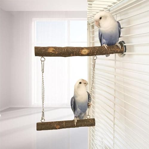 ZYYRSS Wooden Bird Swing Perch Toys, Parrots Cage Toys, Parakeet Parrot Swing Chewing Hanging Toys Bird Cage Toys for Small Parrots, Macaws, Parakeets, Conures, Cockatiel, Budgie - Image 1