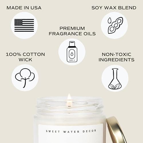 Sweet Water Decor Fresh Coffee Soy Candle - Caramel Creme, Mocha Latte and Kona Coffee Scented Candle for Home - 9oz Clear Jar + Gold Lid, 40+ Hour Burn Time, Made in the USA thumbnail 2