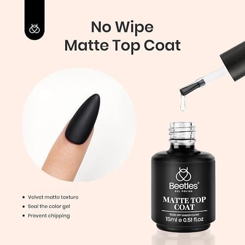 Beetles Matte Top Coat 2 Pcs 15ml No Wipe Gel Glossy Nail Polish Shine Effect Long Lasting Soak Off UV LED Nail Lamp thumbnail 4
